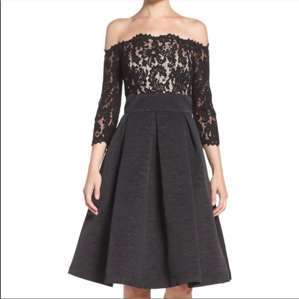 Eliza J Black Lace Overlay Dress